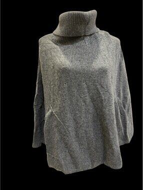 Women’s Gap Wool Cashmere Cape Sweater With Cowl Neck Reticulated With Pockets